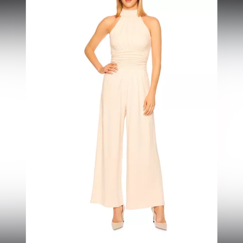 Susana Monaco Cream High-Neck Wide-Leg Jumpsuit